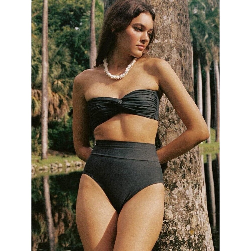 FP Montce Added Coverage High Rise Bikini Bottom Charcoal Grey Large NEW NWT